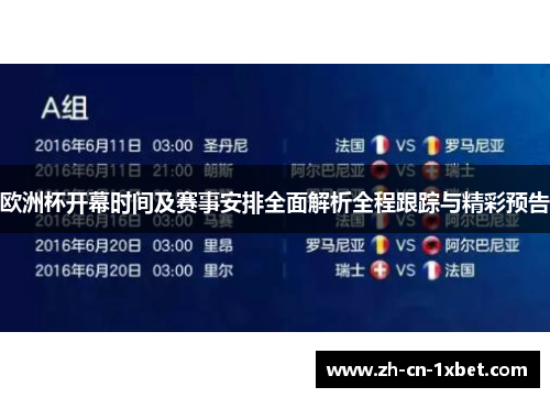 欧洲杯开幕时间及赛事安排全面解析全程跟踪与精彩预告